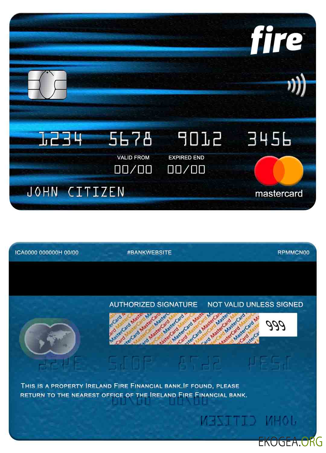 Carte Mastercard de la banque Ireland Fire Financial
